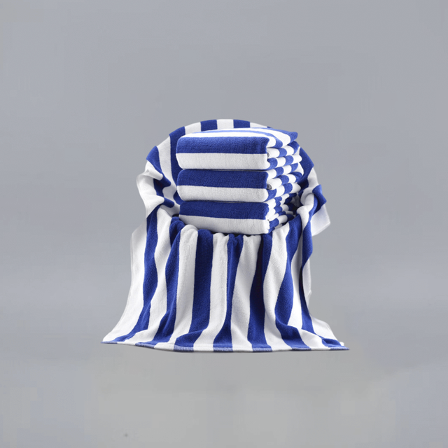 Toalla de piscina Jieruiya 100% algod&oacute;n azul y blanca Toalla de gimnasio