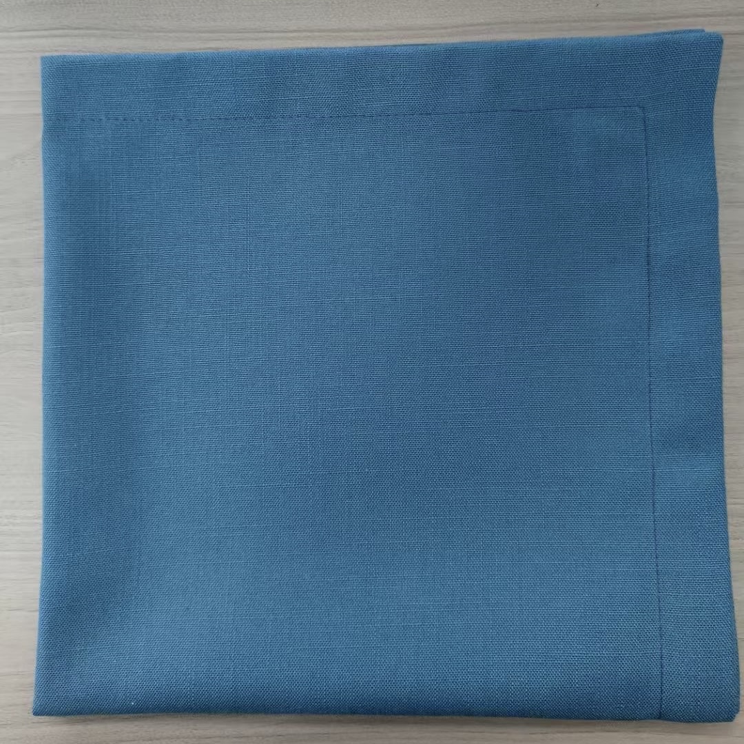 Blaue Serviette aus Leinen f&uuml;r Hotelrestaurants, 50 x 50 cm, Standardgr&ouml;&szlig;e