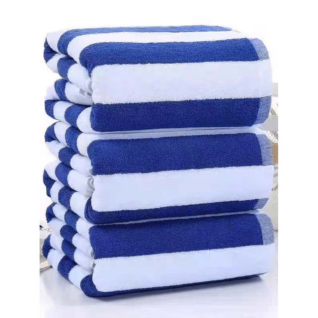Toalla de piscina Jieruiya 100% algod&oacute;n azul y blanca Toalla de gimnasio